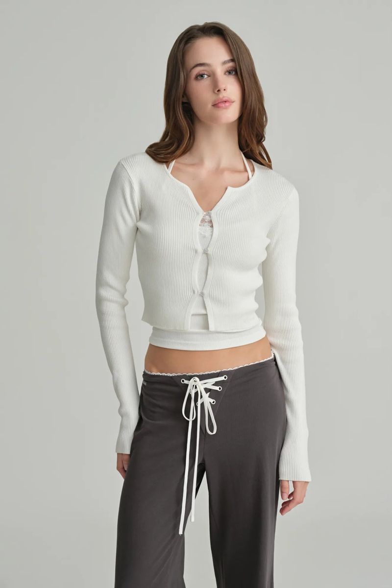 Jelly button cardigan, White