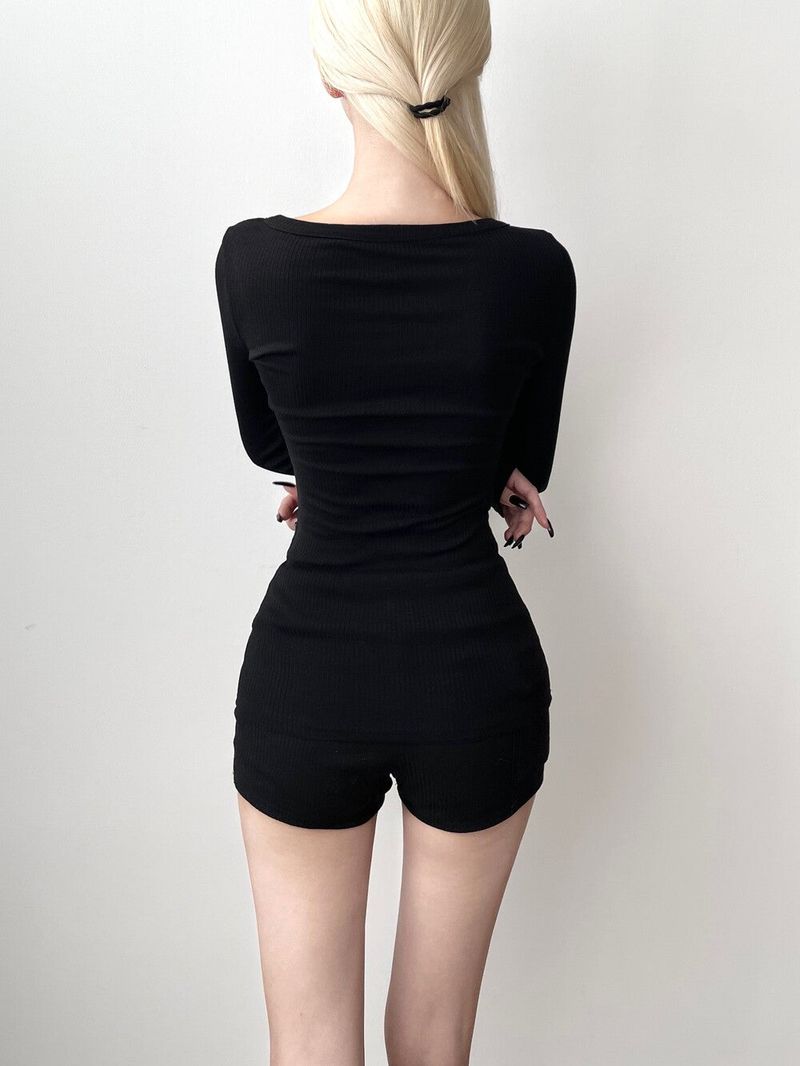 1401. Basic V neck long sleeve T (3color)