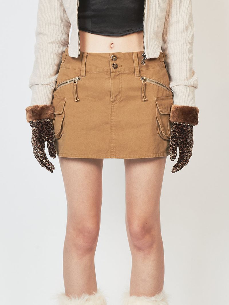 crank（クランク）の「ローライズカーゴスカート/LOW RISE CARGO SKIRT_BE（Skirts）」