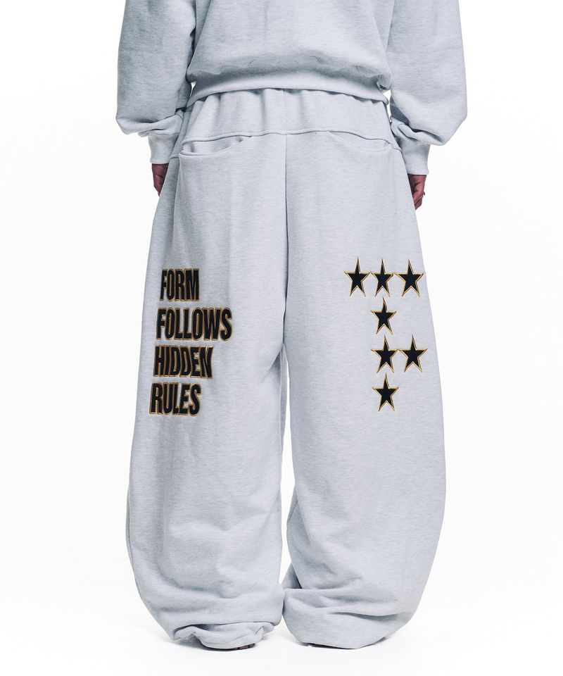 Star Lettering Patch Sweat Pants - White