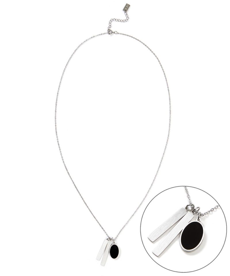 Onyx Double Bar Pendant Necklace