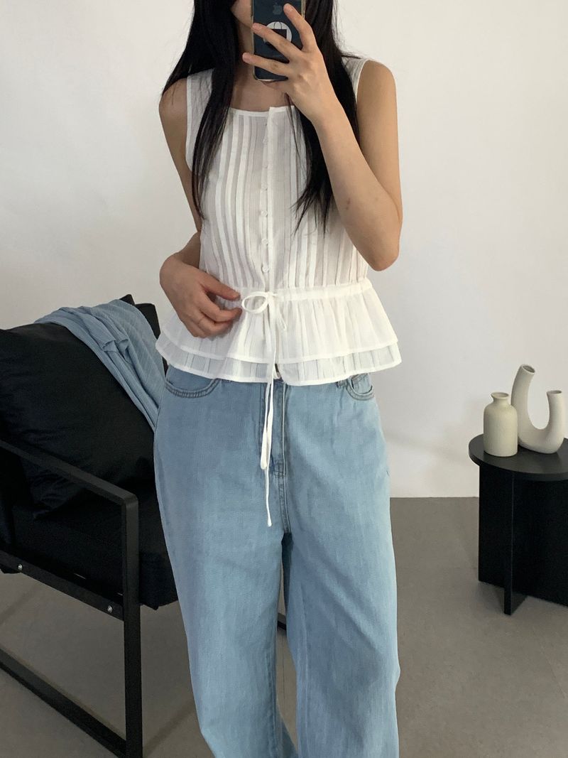 Harrison Pintuck Sleeveless Blouse
