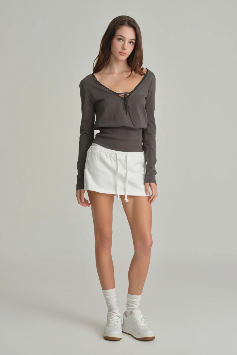 Hazel eyelet top, Charcoal