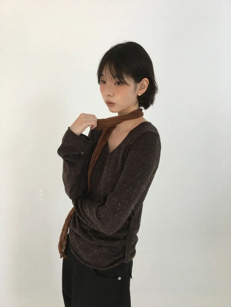Ripi Side Button Knit+Scarf (4color)
