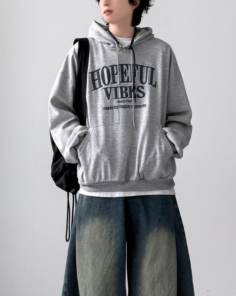 Puff Lettering Oversized Hoodie