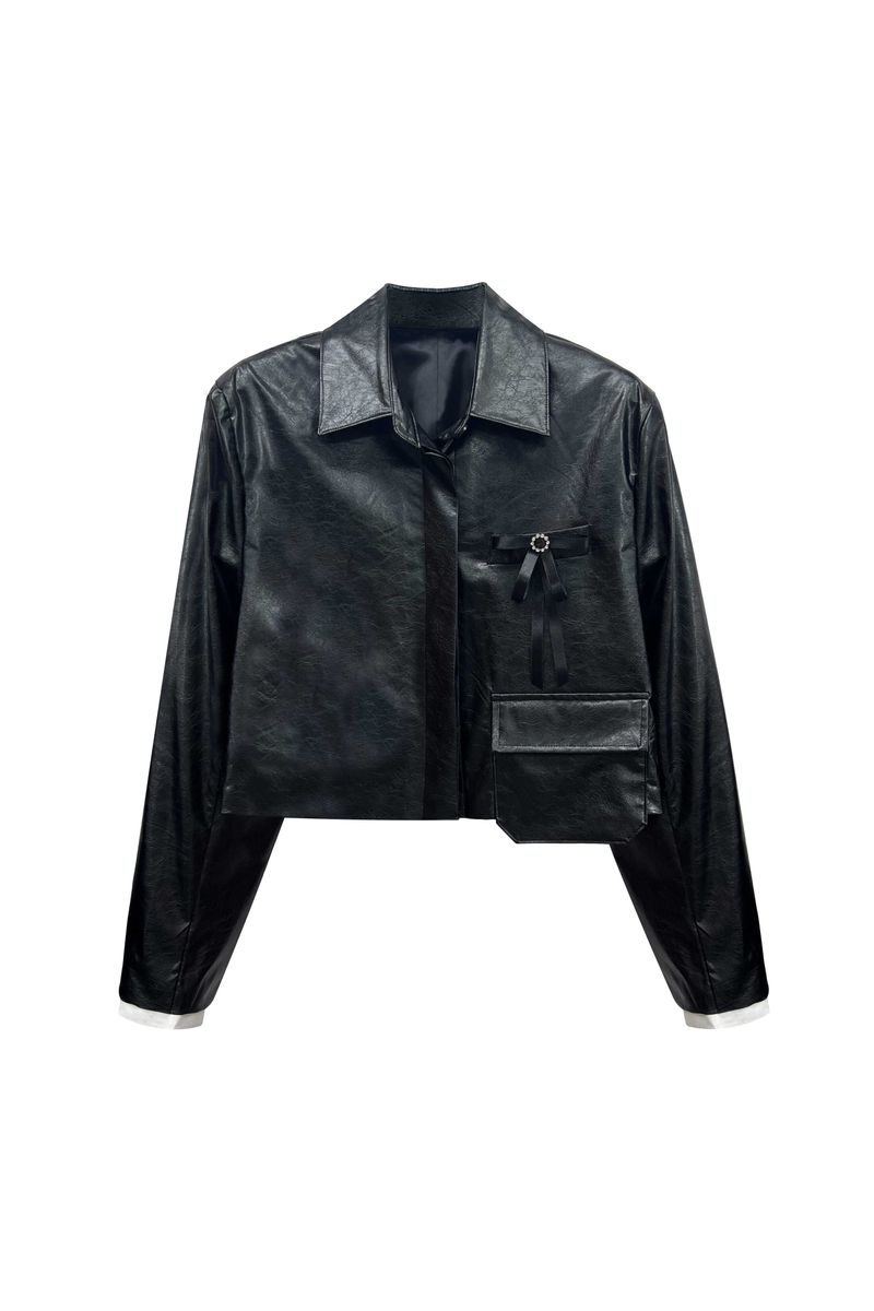 MOLLY LEATHER CROP JACKET / BLACK