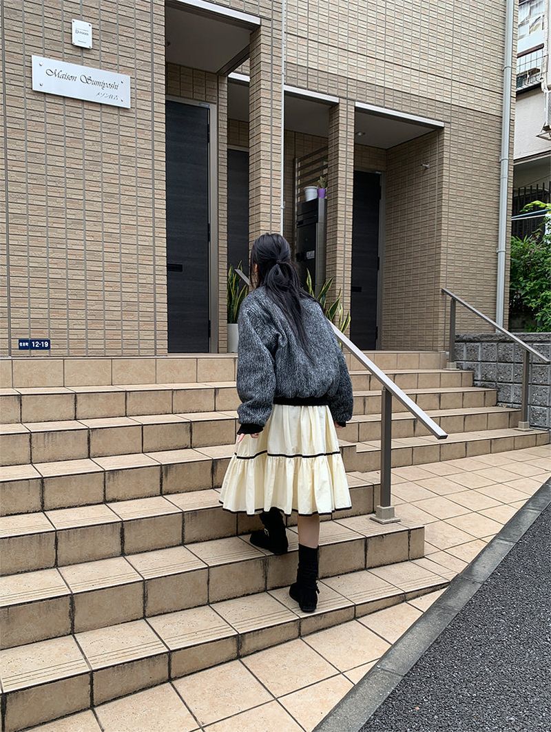 TAPE FLARE RIBBON SKIRT (2C)