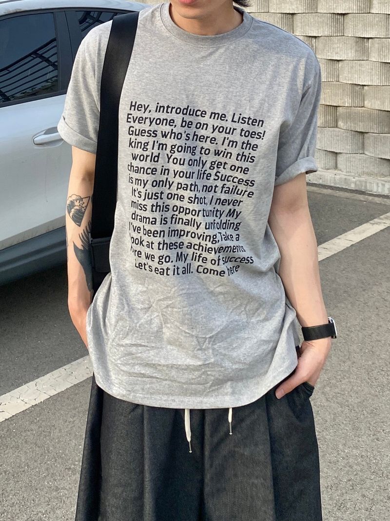 Square frame lettering short sleeve T 3C