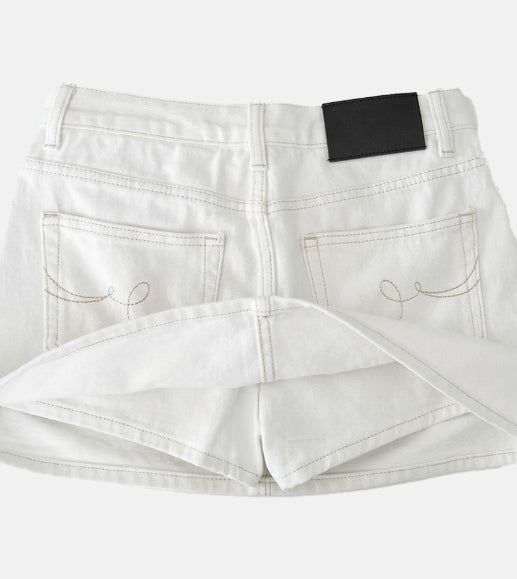 Embroidered Western Raw Denim Skirt