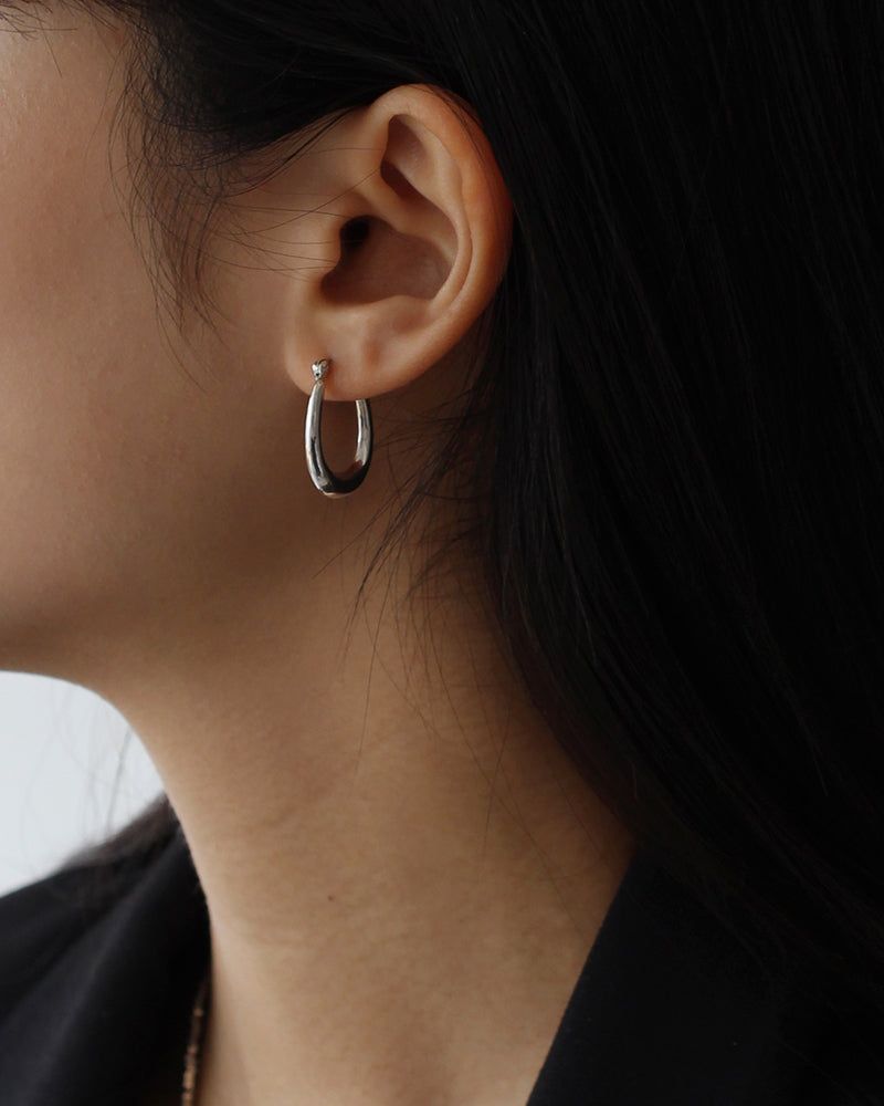 [Silver 925] Oval Hoop Earrings