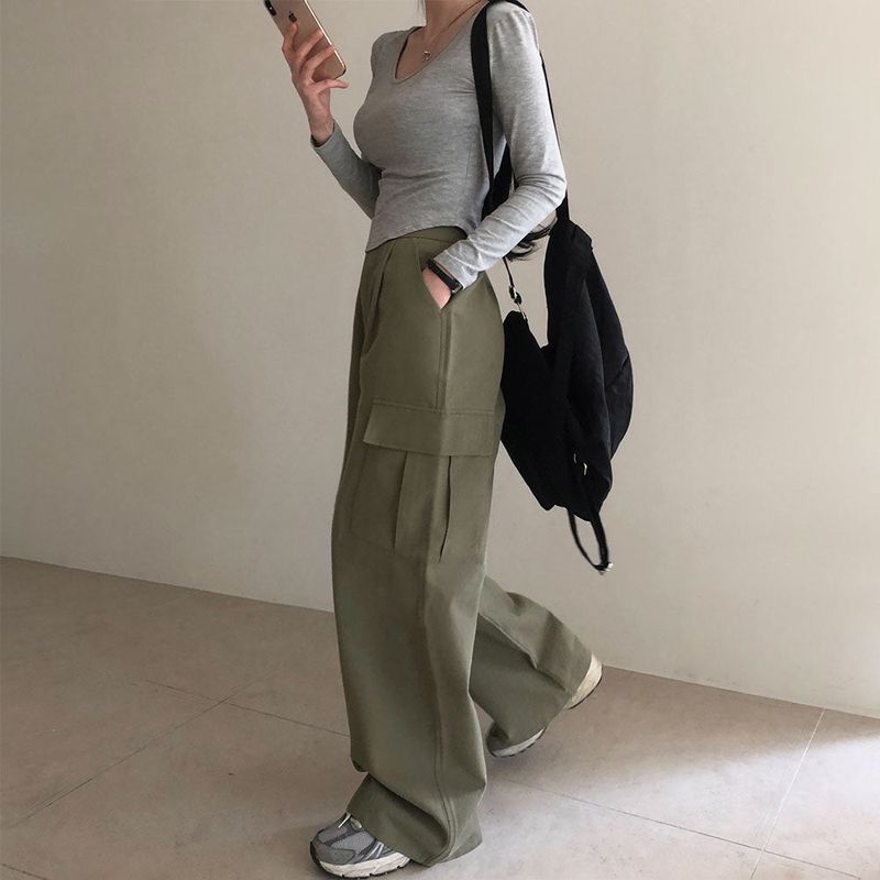 [BELLIDE MADE] suede pocket wide cargo pants
