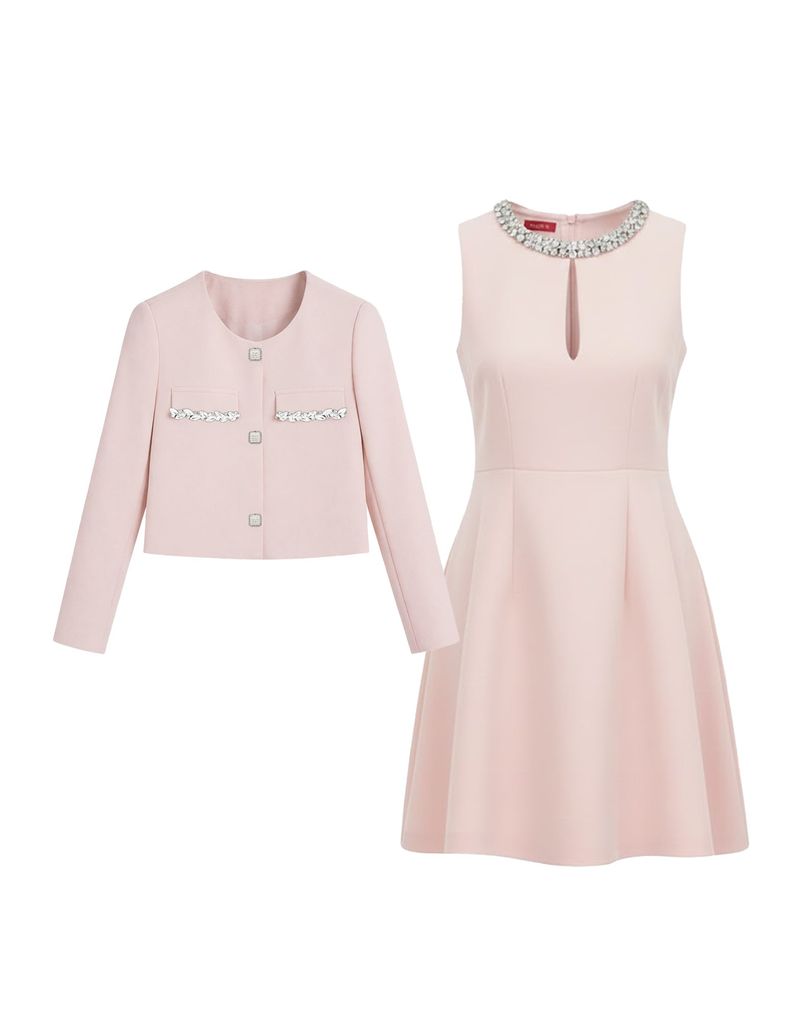 Spiral Classic Beaded Point Jacket Baby pink