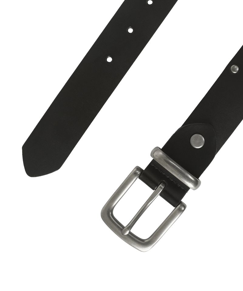 Leather Stud Eyelet Belt - BLACK