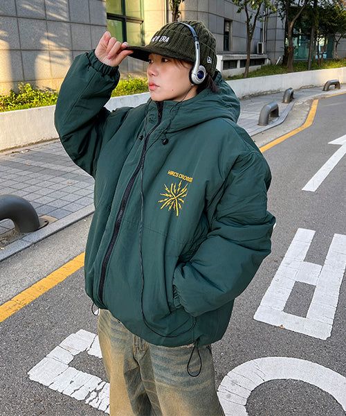 Oversized Two-Way Washed Puffer Jacket (6oz)
