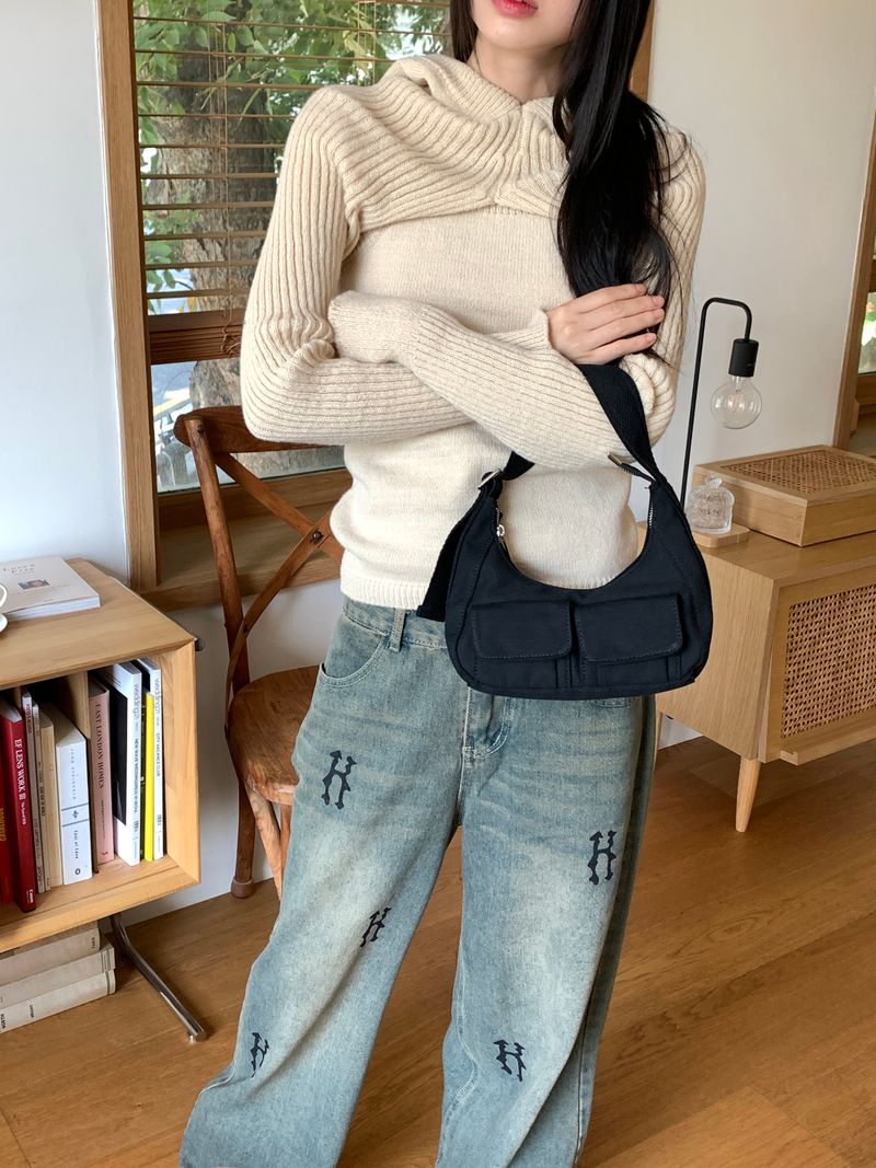Bruce two-pocket cotton mini tote shoulder bag