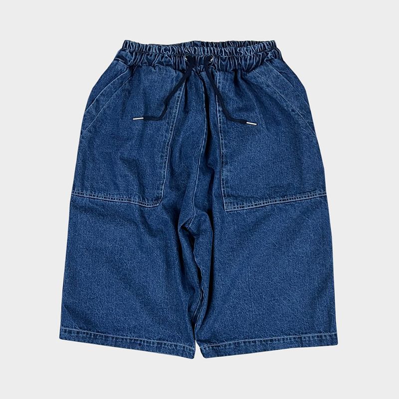 denim stitch shorts_blue