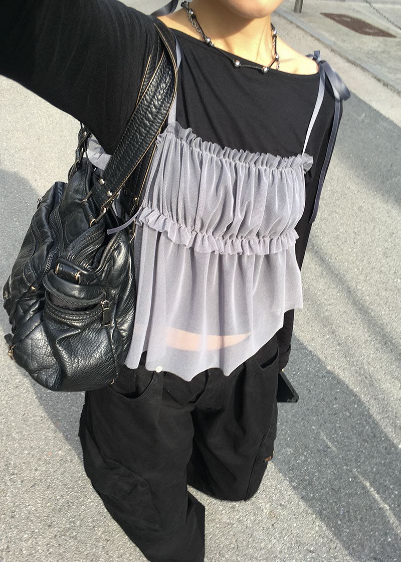 MESH SHIRRING TOP