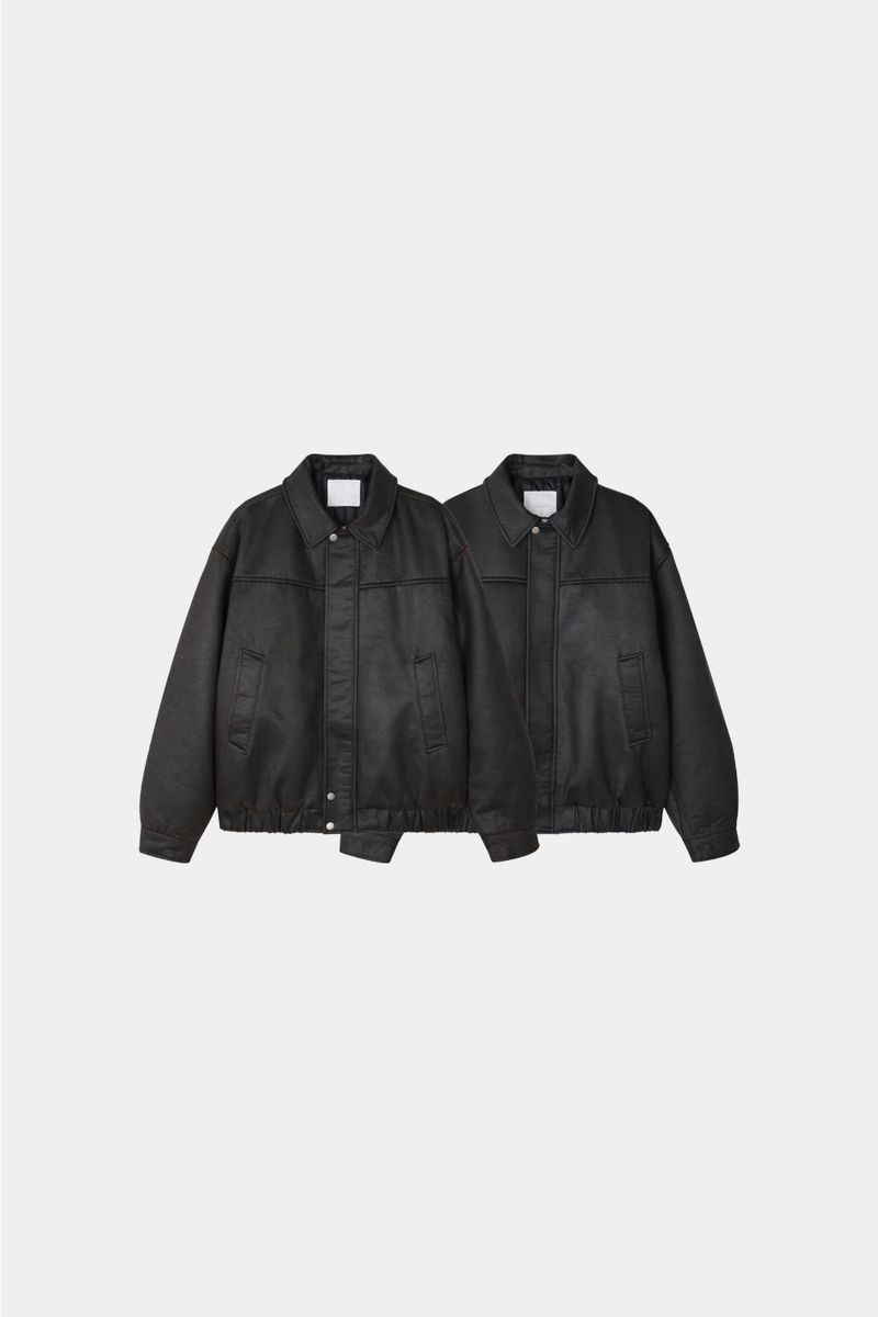 Vintage leather blouson padded jacket