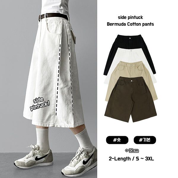 hijjoo（ハイチュー）の「Raggy waistband side pintuck cotton bermuda pants shorts [short, basic selection]（Pants）」