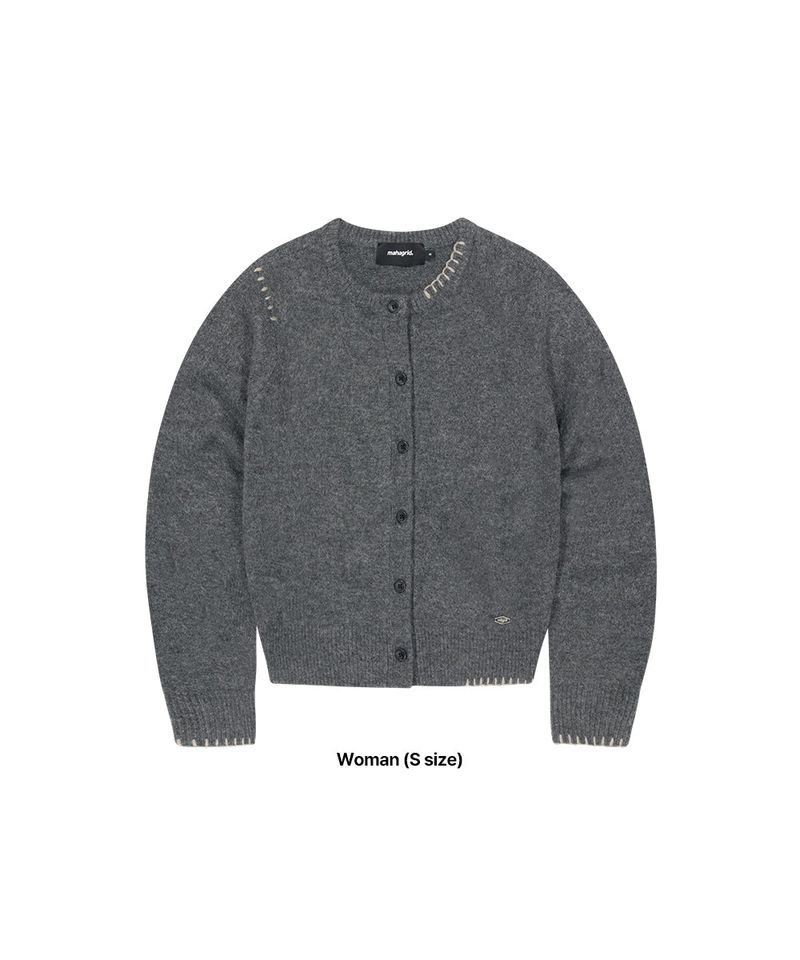 ROUND BUTTON UP CROP CARDIGAN_CHARCOAL