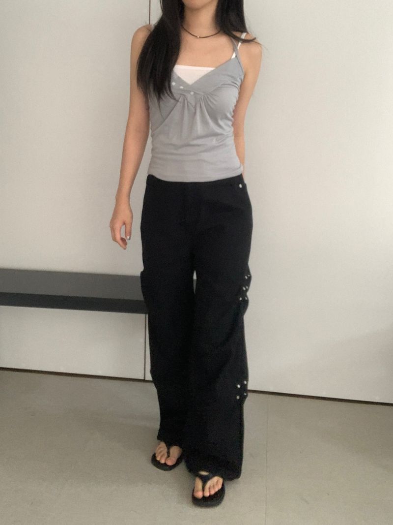 Moen V-Neck Halter-Neck Button Top