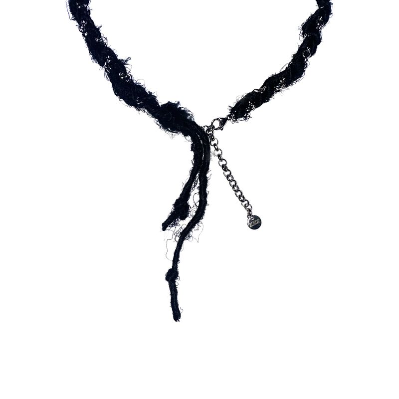 silkyarn chain necklace (black)
