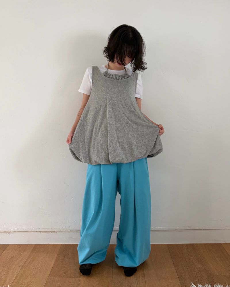 ホルターネック バブルTシャツ(2colors)