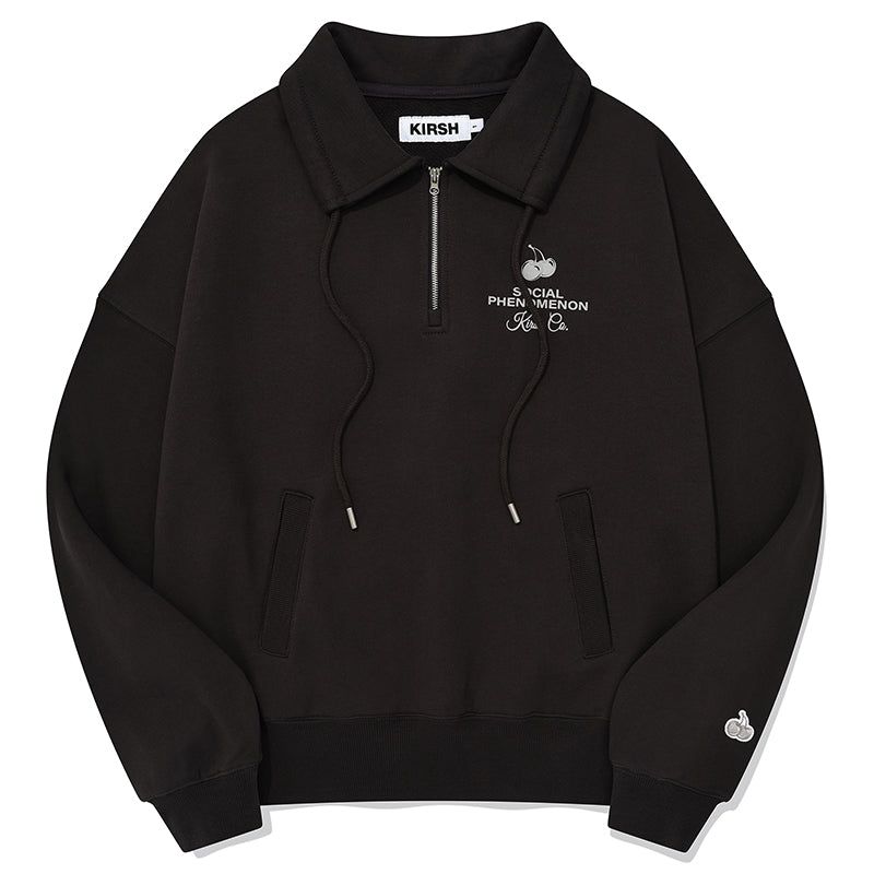 CHERRY ARCH LOGO HALF ZIP UP [DARK BROWN]