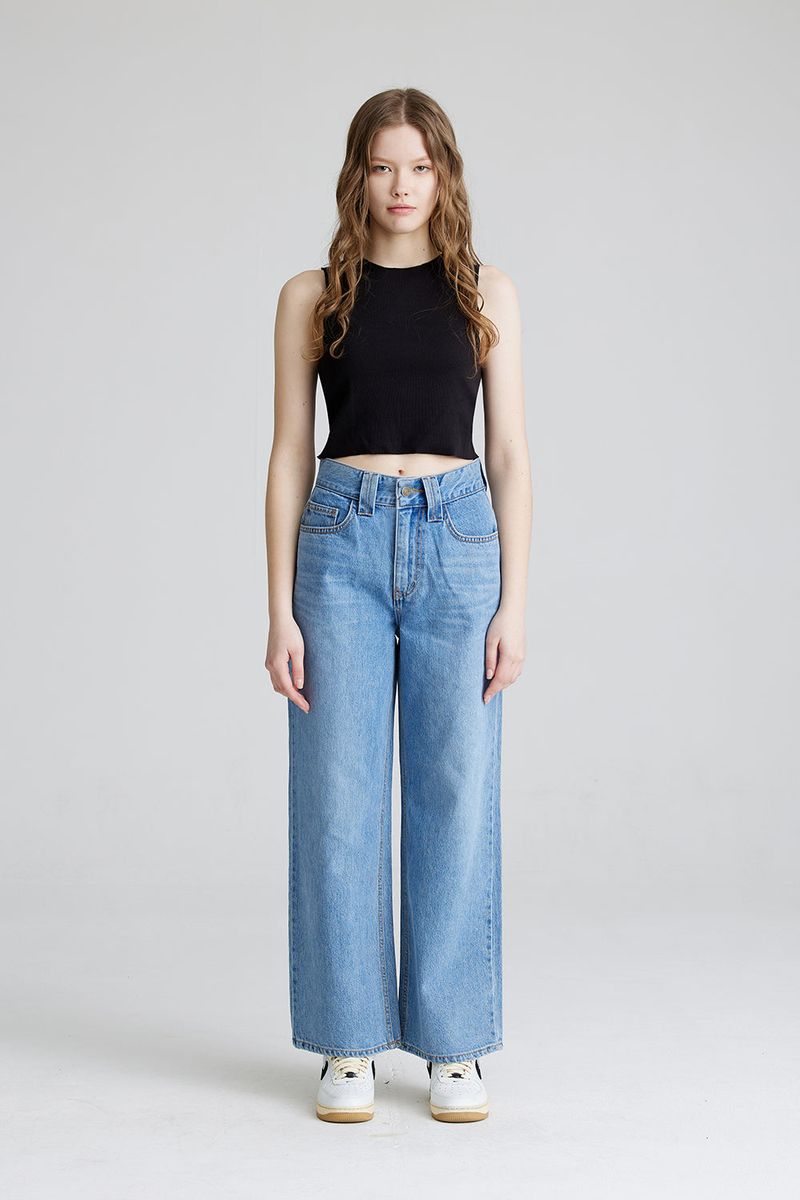 WMNS LOOSEFIT DENIM PANTS BLUE