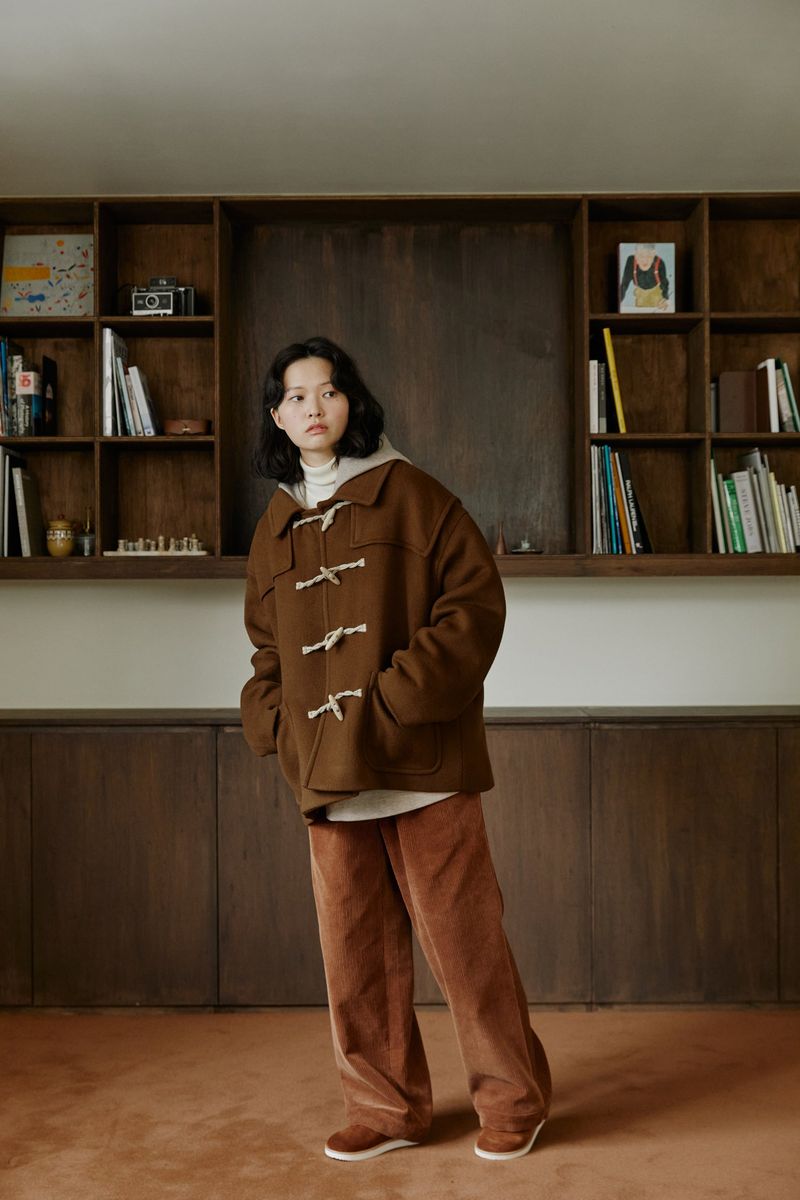 unisex half duffle coat camel