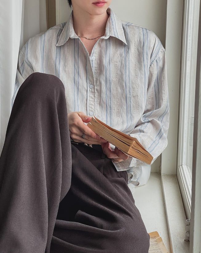 Senel Striped Over Fit Long Sleeve Shirt