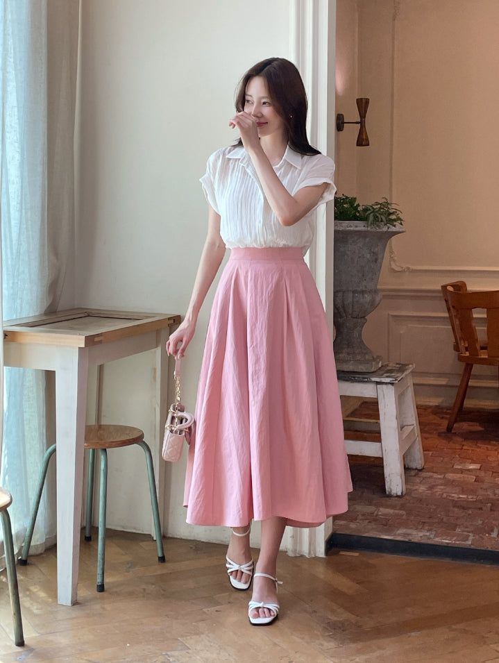 Effiang banding flare long skirt