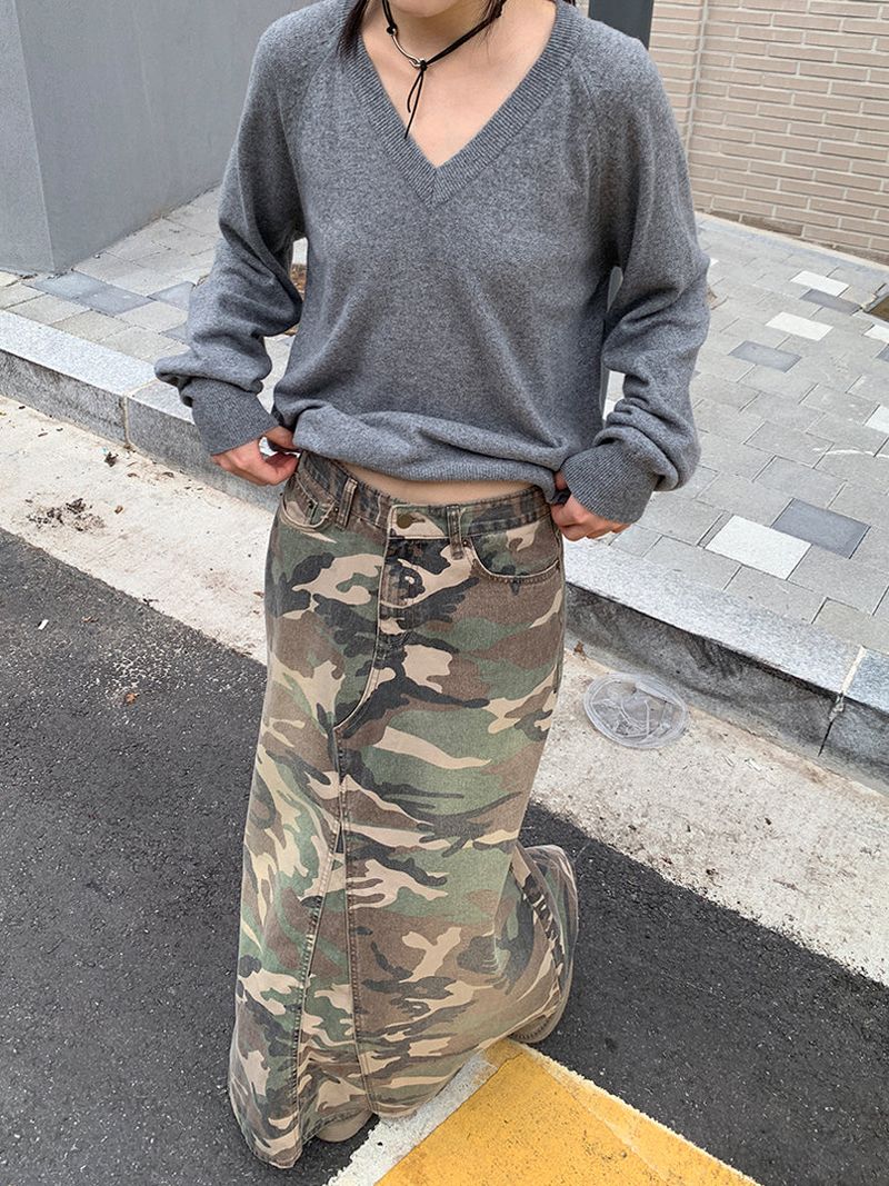 CAMOUFLAGE MAXI SKIRT