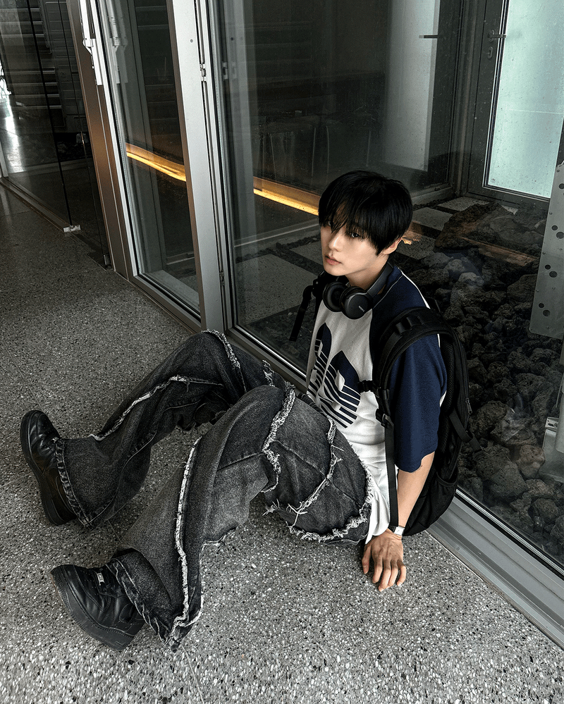torando cut-off wide denim pants