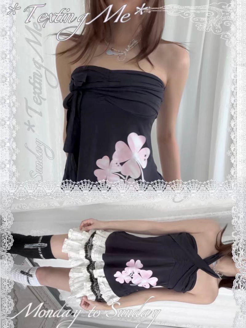 Y2K Pink Clover Tube Top