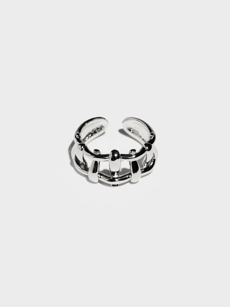 Multi Hash Tag Pinky Open Ring (Silver)