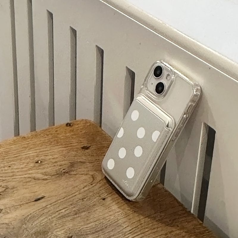 magsafe case dot silver leather card wallet set