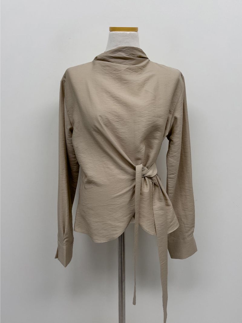 Janna Wrap Mock Neck Blouse