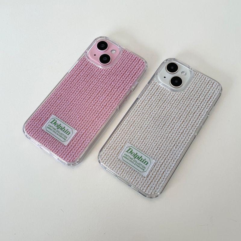 LABEL KNIT HARD JELL CASE_PINK