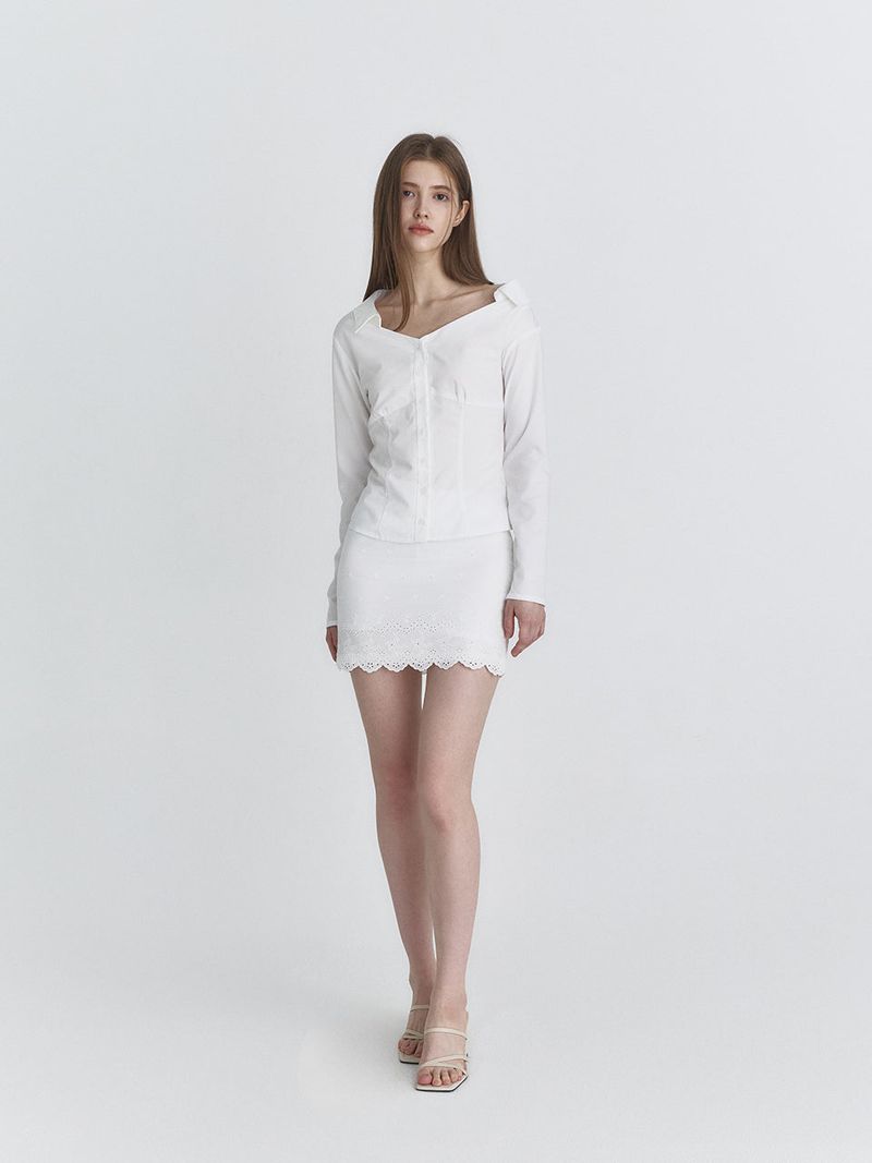 Classy one-shoulder shirt (White)