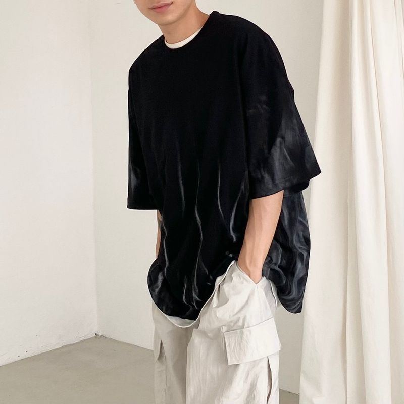 Flame Overfit Round Short Sleeve Tee 2color