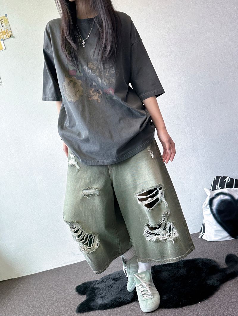Britty Colored Washed Distressed Denim 3color