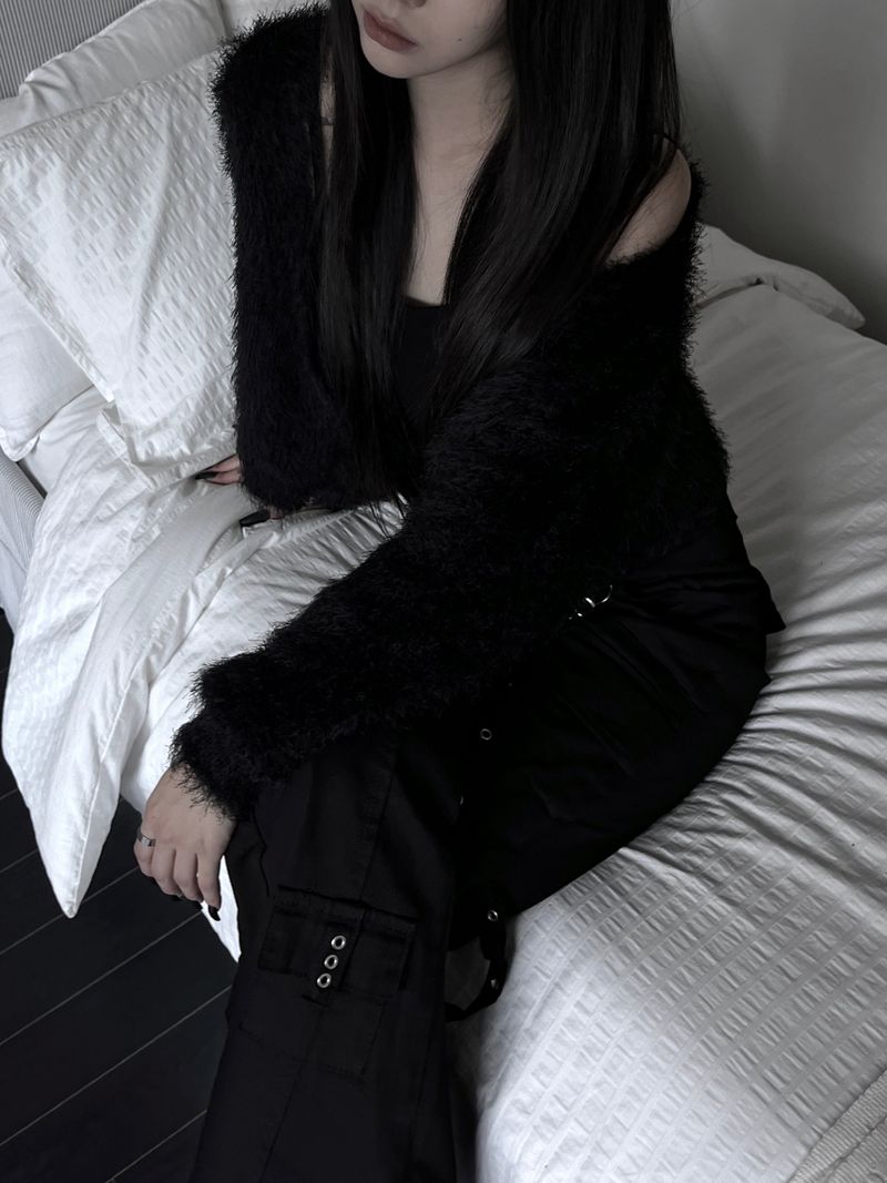 hitch fur crop cardigan (2color)