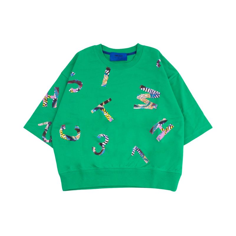 エスニックフラワーロゴクロップ半袖 MTM Tシャツ(UNISEX)_SYS5TS03GN