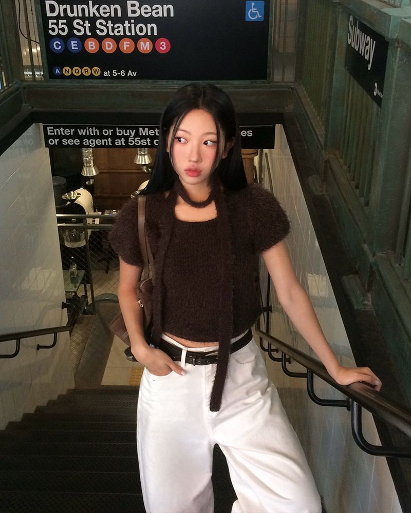 [ORIGINAL] HOLLY TIE SHORT-SLEEVE KNITTED SET