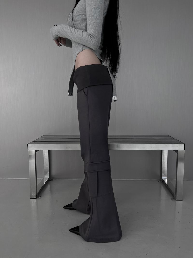 folded cargo bootcut pants (fleece-lined / 2color)
