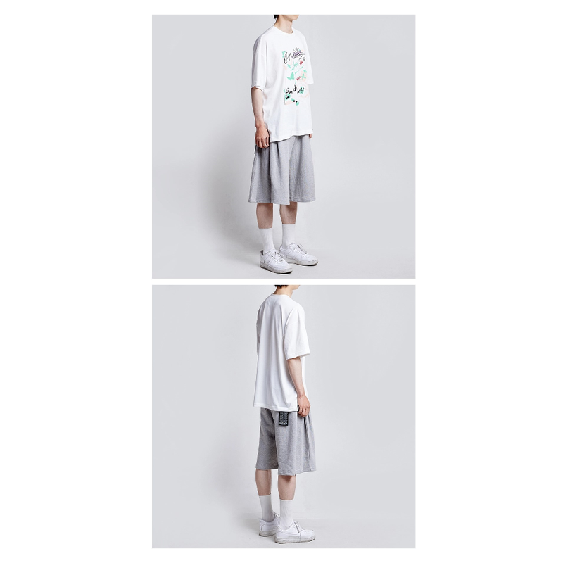 BERMUDA PLEATS WIDE SWEAT SHORTS_WHITE
