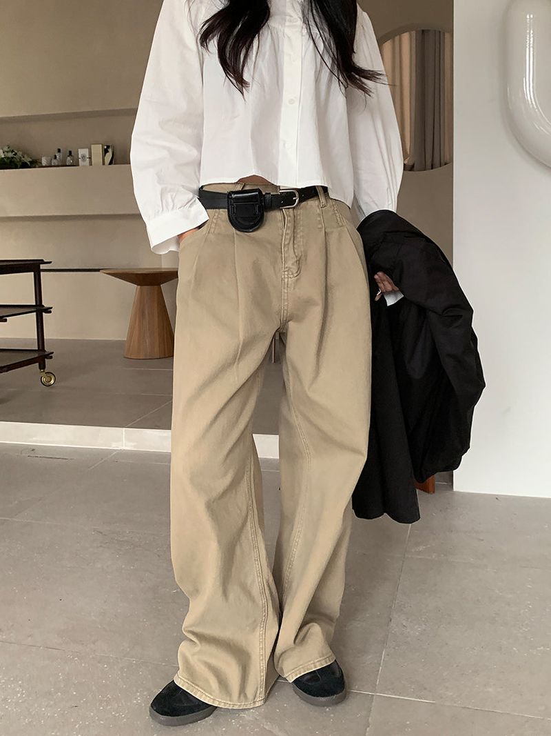PLAIN WASHED PINTUCK PANTS (2C)