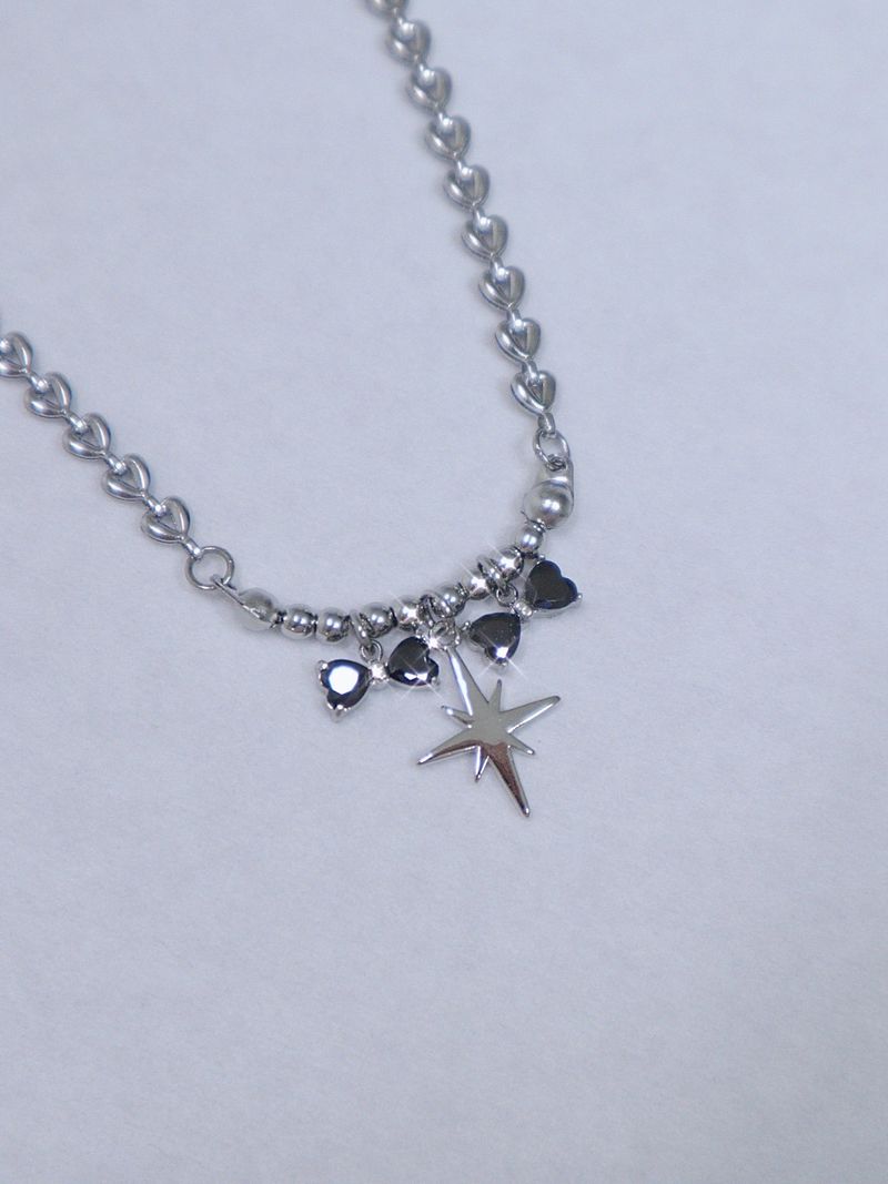 black double ribbon twinkle necklace