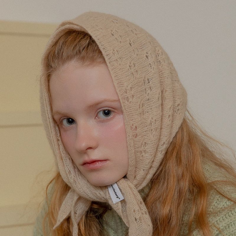 [CASHMERE 100%] CASHMERE SHAWL MUFFLER (BEIGE)